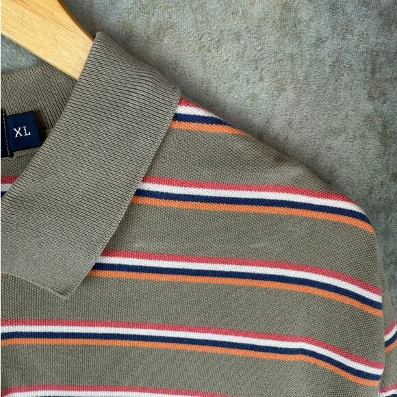 VTG 90s Polo Ralph Lauren Polo Shirt Mens Sz XL Striped Tan Colors Retro - Picture 6 of 8